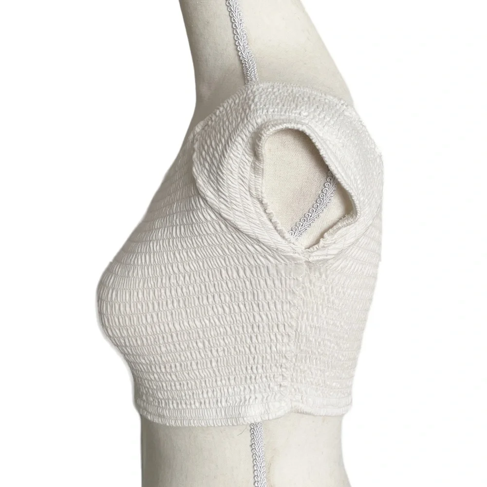 JOHN GALT / BRANDY MELVILLE Cropped Ruched Cap Sleeve Off the Shoulder T…